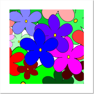 Multi Color Cartoon Flower Posters and Art